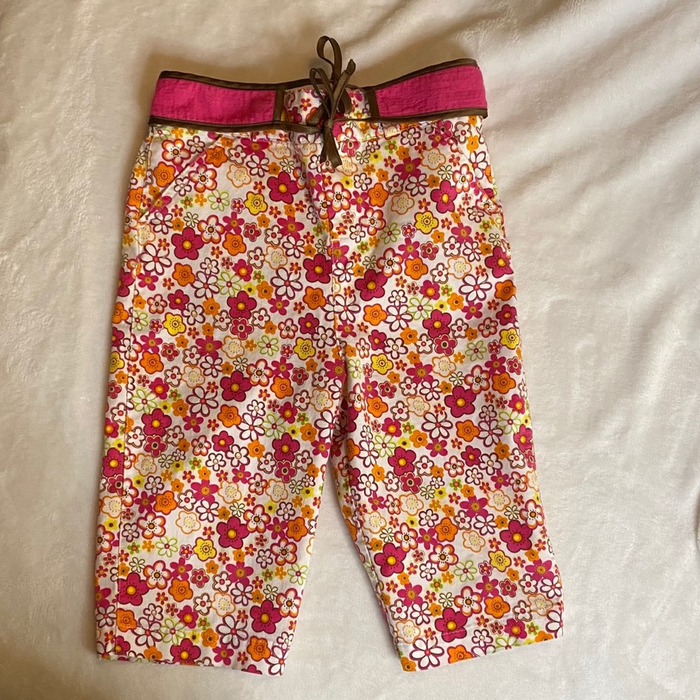Floral Girls Capris with Tie detail